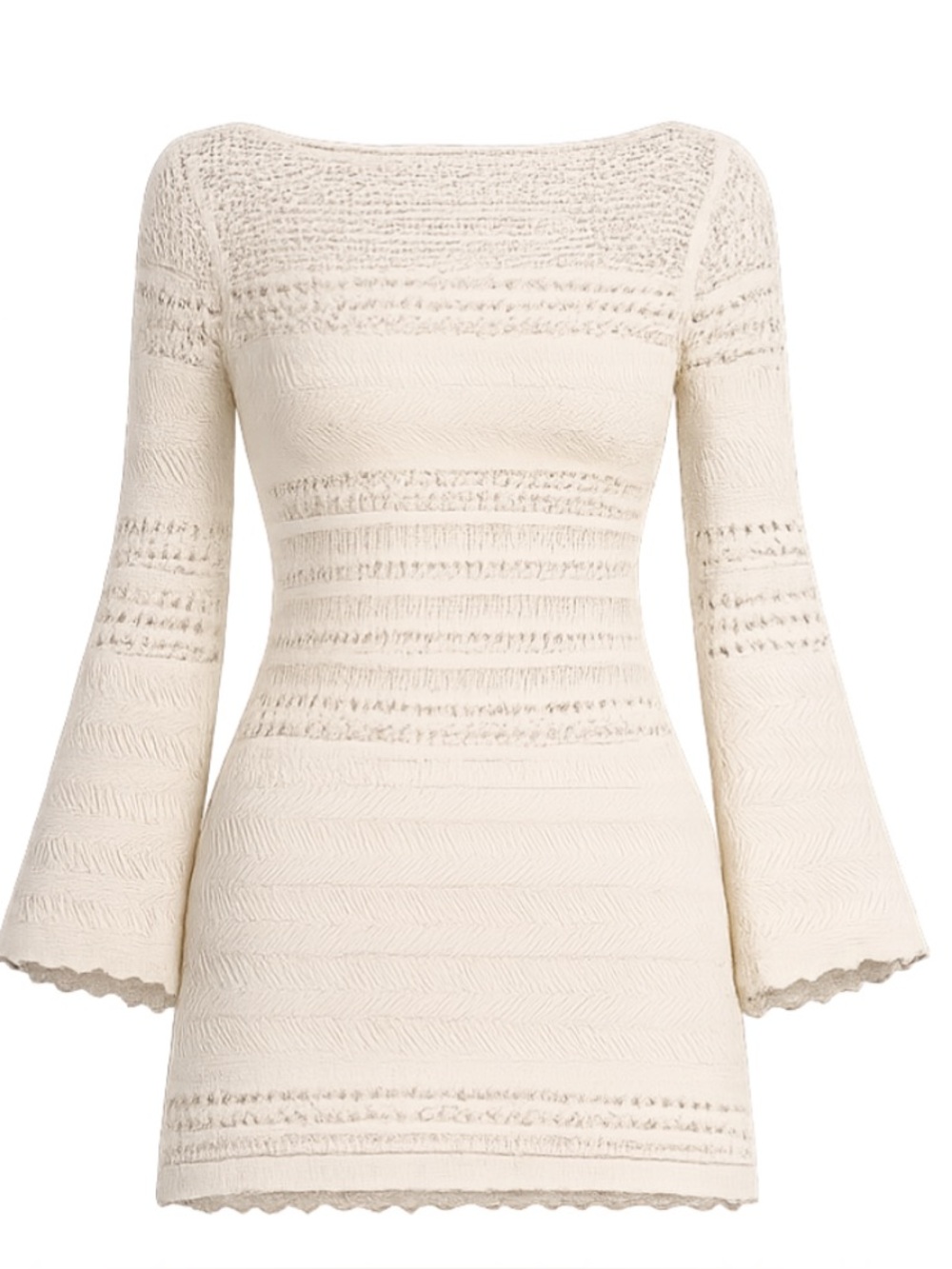 NWT Reformation India Open Knit Mini Dress Beige Long Sleeve Medium M